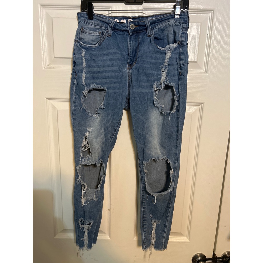 SONG Curvy High Rise‎ Skinny Ankle Jeans Womens 11/30 Distressed Ripped